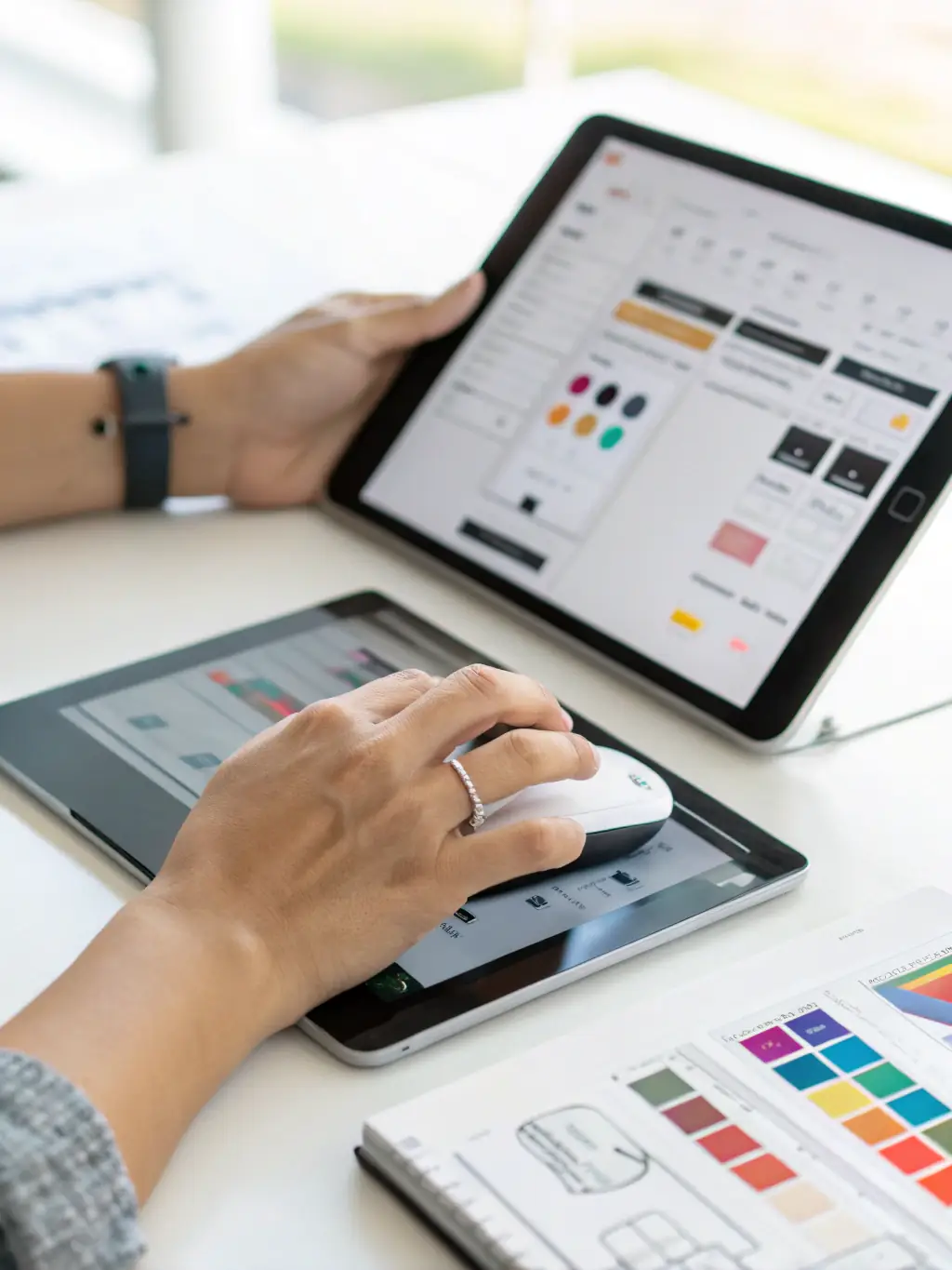 A close-up view of the Koho App's design interface, highlighting the drag-and-drop functionality and customization options.