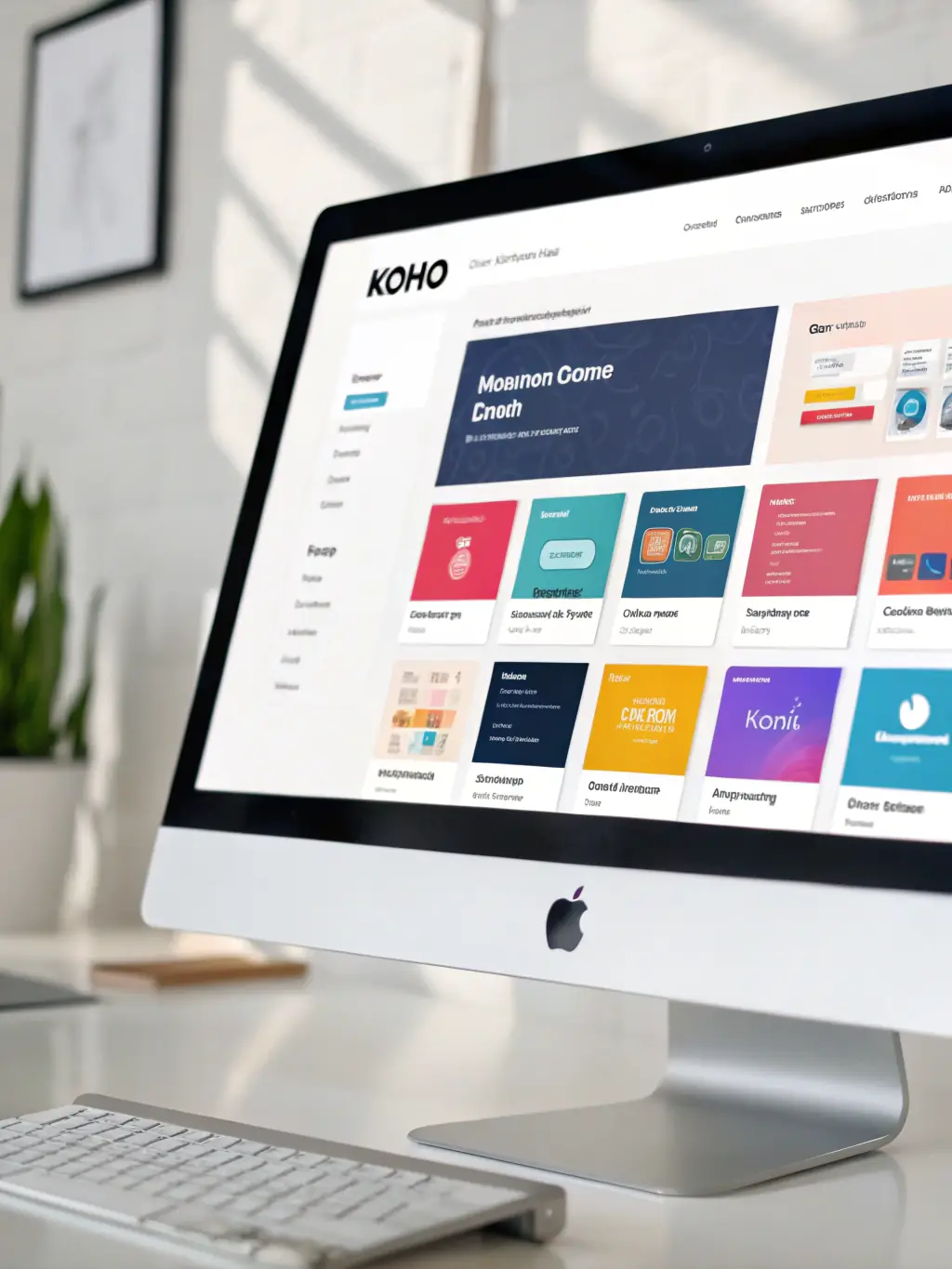 A clean, modern screenshot of the Koho App's template selection screen, showcasing a variety of business card designs for different industries.